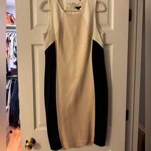 Ann Taylor work dress - gold, black and white geometric